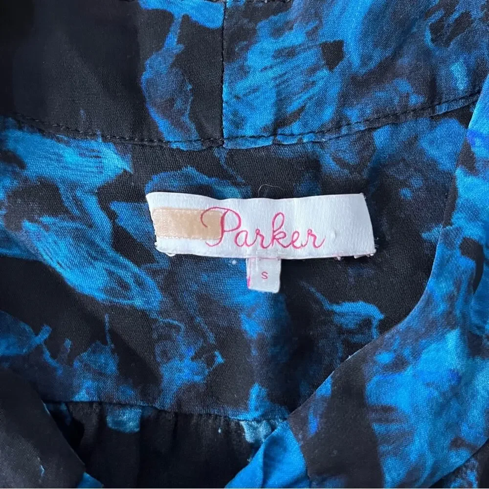 Parker Rio Silk Blend blouse blue black - S